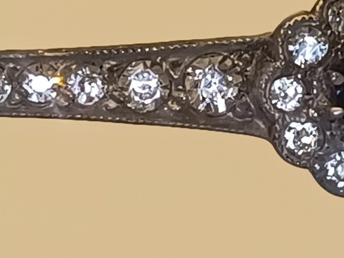 Vintage Art Deco Rhodium Plated Bar Pin with Rhinestones - Picture 20 of 20