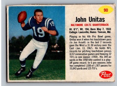 1962 Post Football Cards Complete Your Set You Pick Choose Each #1-200 *WSC*