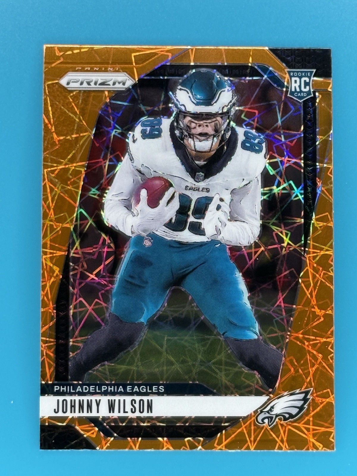 2024 Prizm Football #355 Johnny Wilson RC Orange Lazer Philadelphia Eagles