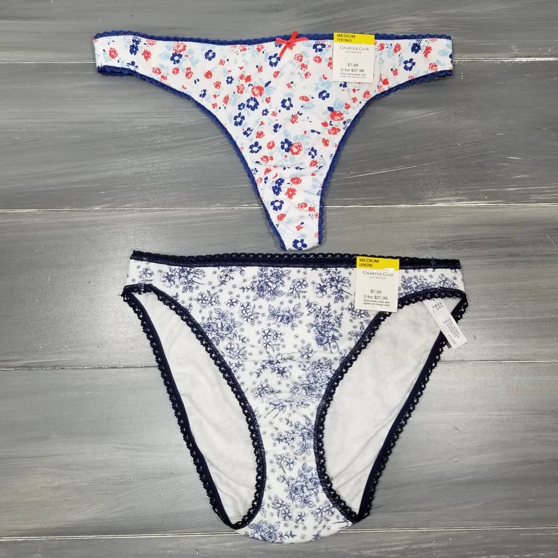 Charter Club Underwear 1 Thong, 1 Bikini 100% Cotton Size Medium