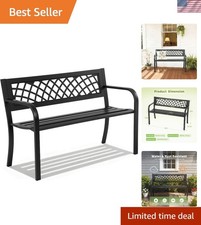 Rust-Resistant Outdoor Bench with Mesh Pattern  Comfortable Backrest for Patios