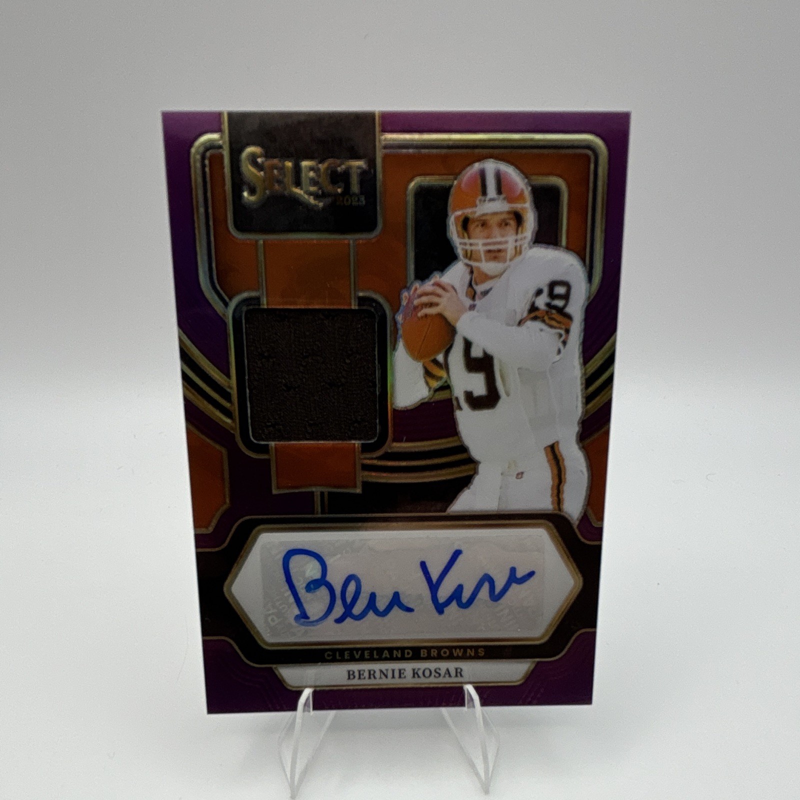 Panini 2023 Select Bernie Kosar Browns PR-BK Auto Patch Memorabilia Insert