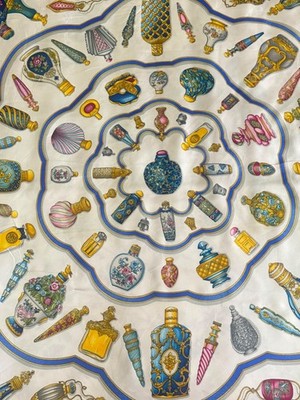 Hermès Les Flacons Silk Scarf Carré 90 Perfume Bottles Made in France