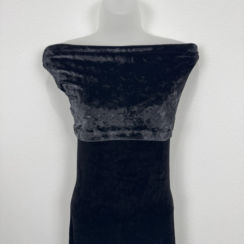 VTG 90s DKNY Dress Womens L Black Velvet Floor Length Maxi Gown Event Whimsigoth - Image 2 of 4