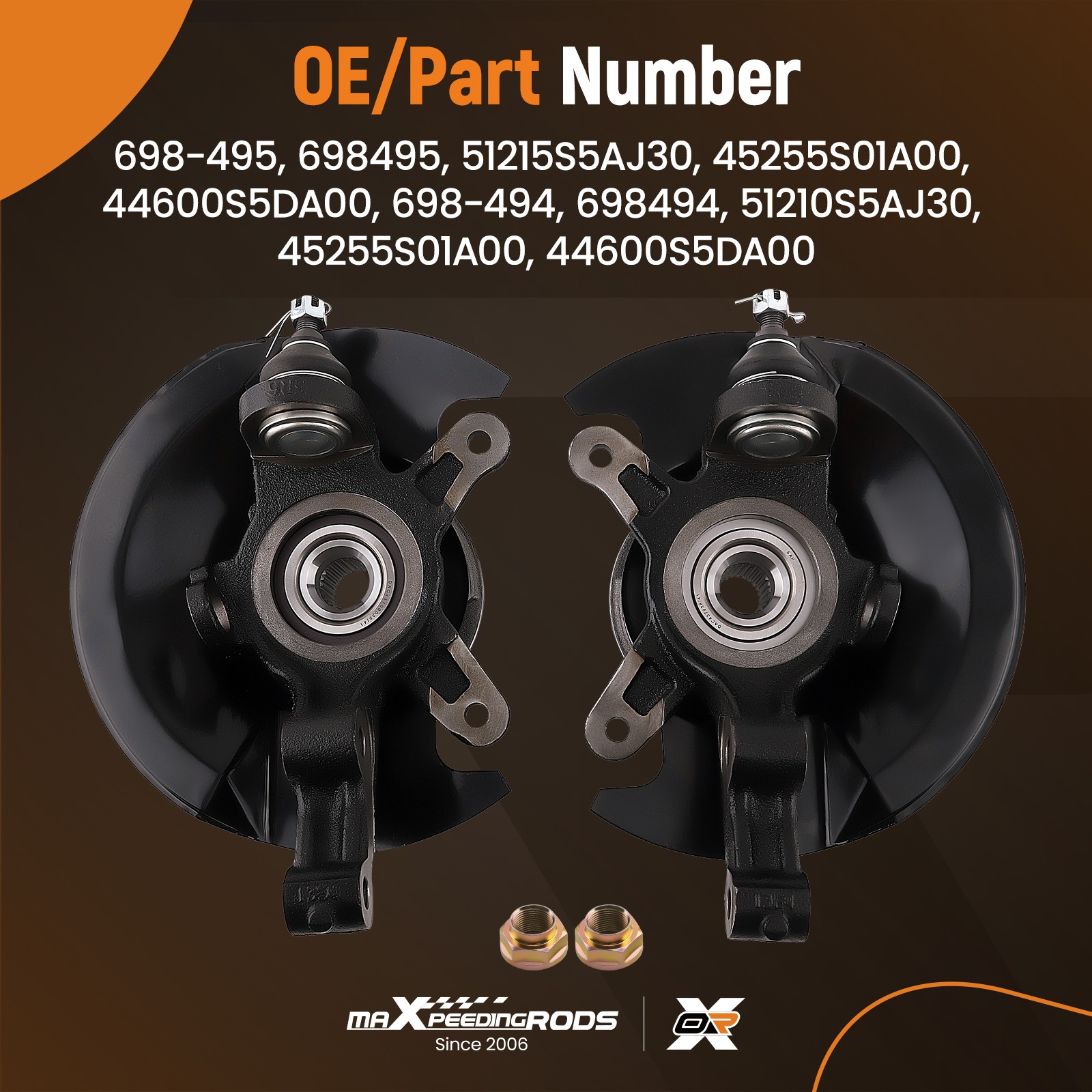 Pair Front Wheel Hub & Bearing Knuckle Assembly For Honda Civic  2003-2004 2005