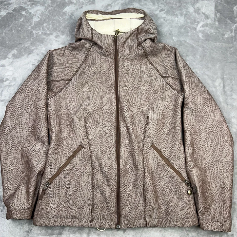 BURTON Dry Ride Snowboard Jacket Women's Large Fur Lined Full Zip Hooded Brown - Image 3 of 4