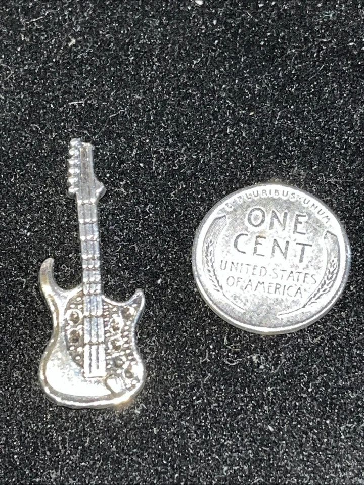 Silver Tone Electric Guitar Embellishment – Mini Craft Supply Flatback Cabochon - Image 2 of 3
