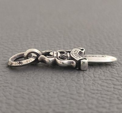 Chrome Hearts #5 Dagger Charm Pave Diamond Silver Necklace Top