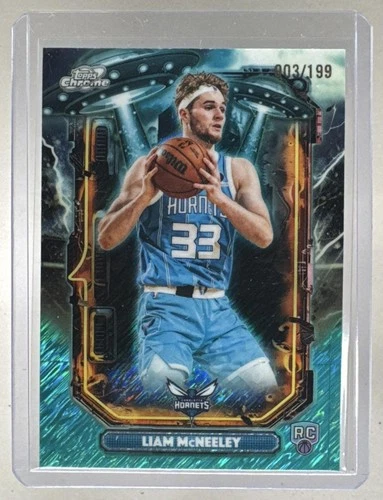 Liam McNeeley 2025 Topps Cosmic Chrome Aqua Equinox Extraterrestrial RC /199