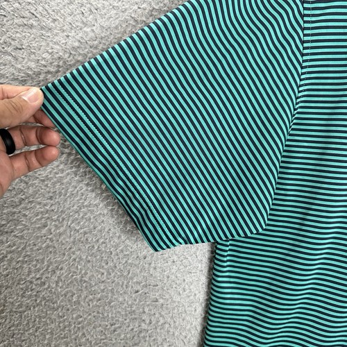 FootJoy FJ Golf Polo Shirt Men’s Size M Green Blue Striped Pablo Creek Active - Picture 5 of 11