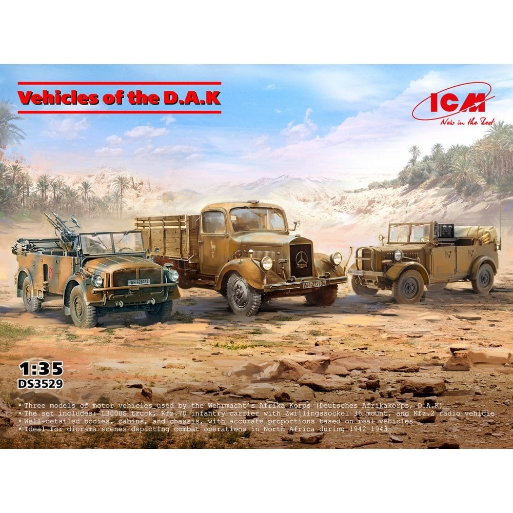 ICM 1:35 Vehicles of the DAK, German WWII Afrika Korps (Set of 3) Military Kit