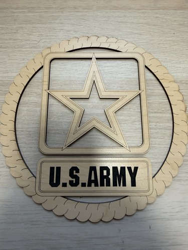 US Army Star Logo Laser Cut Wood Plaque 7 1/2"