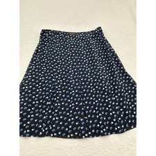 Talbots Womens Navy Blue Geometric Dot Print A-Line Skirt Size 10 Lined Flared