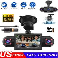 360° Dash Cam HD 1080P Dash Camera 4 Channel Driving Recorder Front+Rear 64GB