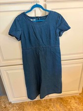 Talbots Petite Short Sleeve Denim Midi Dress Sz 14P