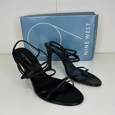 Nine West Black Strappy Heeled Sandals – Women’s Size 7.5M Leather Upper