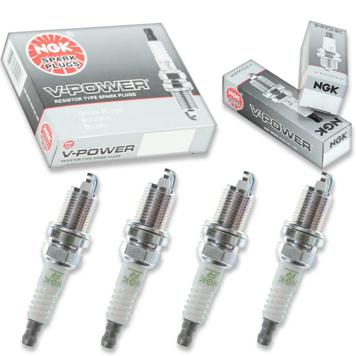 4pcs NGK 6855 V-Power ZFR7F-11 ATV Spark Plug Tune Up Kit Set av