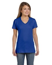 Hanes Women's Size Small T-Shirt 100 Cotton Short Sleeve V-Neck S04V Deep Royal