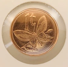 Papua New Guinea 1 Toea Coin 2004 KM1 Butterfly Insect Bronze Bird-of-Paradise