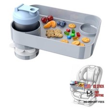 Car Seat Snack Tray for Kids, Mess-Free Square Travel Tray Cup Holder 1 grey