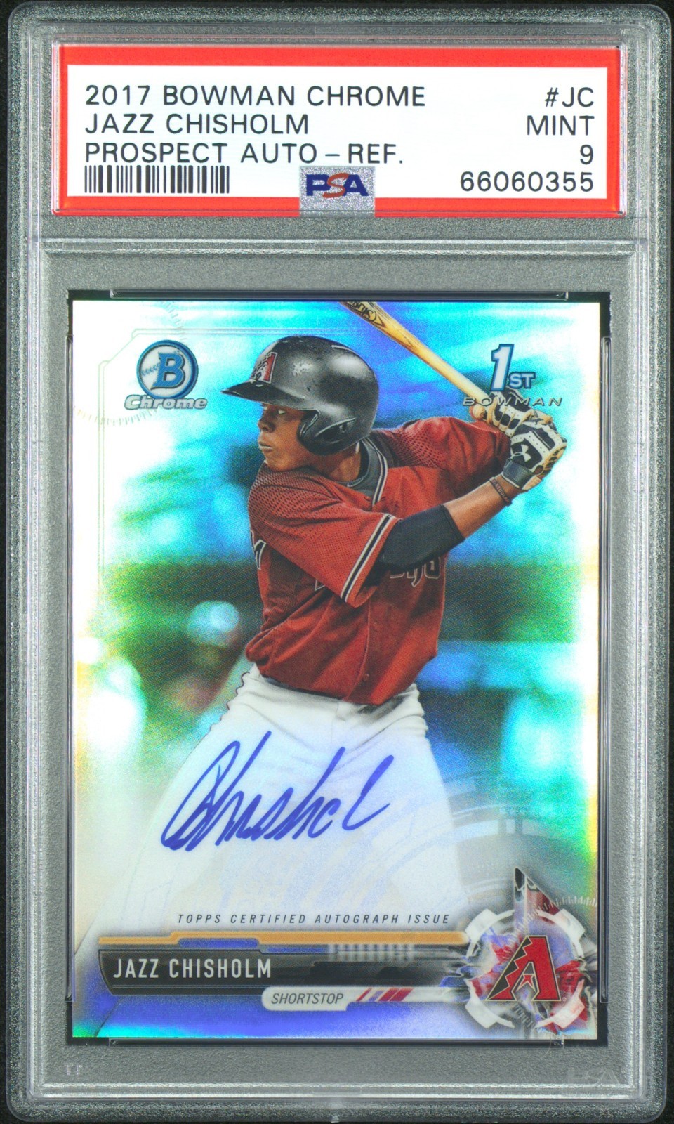 2017 Bowman Chrome Jazz Chisholm 1st Prospect Autograph Refractor /499 PSA 9