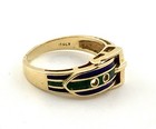 Antique Italy 18k  Green & Blue Enamel Buckle Ring 4.6g  Size 7 — photo 7