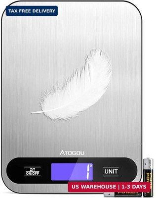 Atogou Food Scale, 33lb/ 15kg Digital Kitchen Scale with Full View LCD Display,