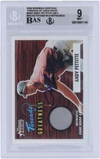 Andy Pettitte Astros Signed 2004 Bowman Heritage Threads #TR-AEP BAS 9/10 Card
