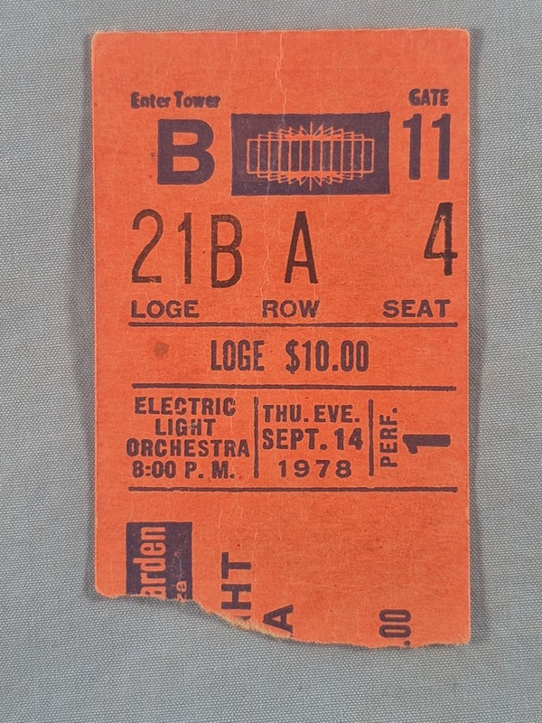 Sept 9-14-78 1978 ELO ELECTRIC LIGHT ORCHESTRA Ticket Stub Madison Square Garden