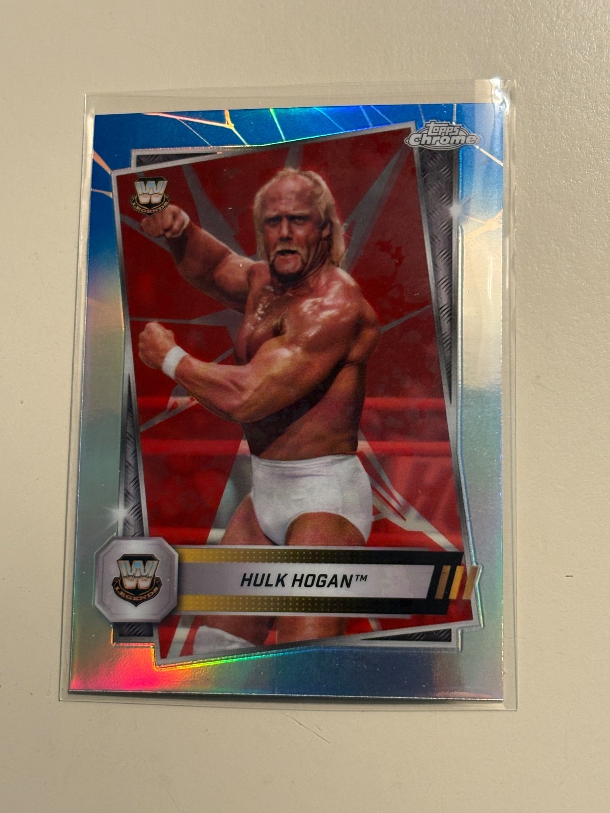 2025 WWE Topps Chrome HULK HOGAN Red & Blue Refractor #12