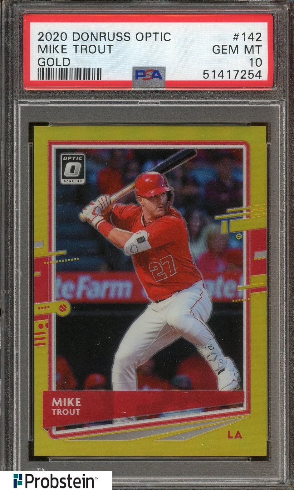 2020 Donruss Optic Gold Prizm #142 Mike Trout Angels 2/10 PSA 10 GEM MINT