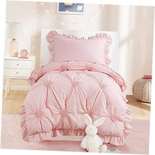 4 Pieces Princess Toddler Bedding Set for Girls Kids, Ultra Soft Blush Pink