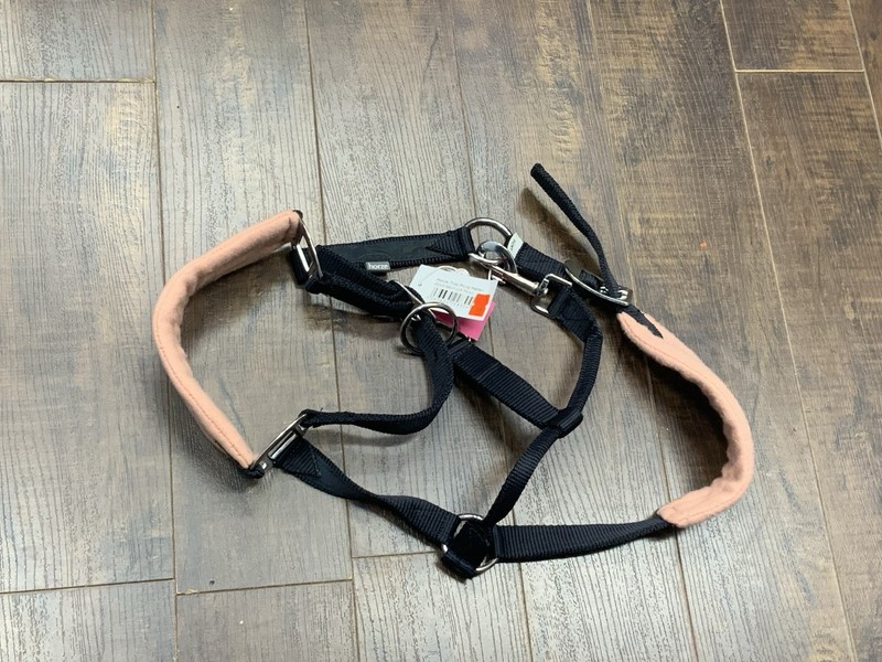 New With Tags Horze Trixi Pony Halter Black Pink Padded Adjustable Pony Size