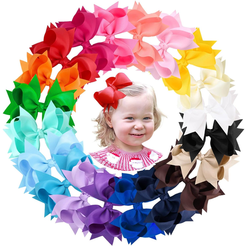 20PCS Oaoleer 4.5Inch Grosgrain Ribbon Layered Bows Alligator Clips, Hair Access - Picture 10 of 12