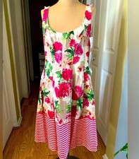 Nine West Cotton Floral Midi Dress Size 4 Garden Girl Picnic Cottage Core