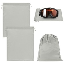 2-Pack Ski Goggle Bag, 11.8" x 9.1" Microfiber Bag for Snow Goggles Gray 