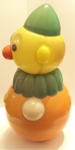 VINTAGE HUGE RARE NICE CELLUID ROLY-POLY DING DOLL TOY CLOWN # 420 - Picture 2 of 6