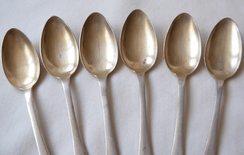 SET OF 6 GERMAN 800 GILT SILVER MOKA SPOONS BY KARL KALTENBACH & SOHNE- 73.5 gr - Picture 4 of 9