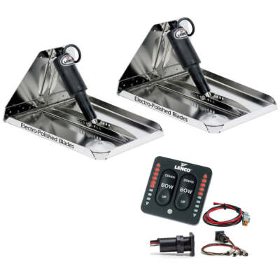 Lenco 16'' x 12'' Heavy Duty Performance Trim Tab Kit w/LED Indicator Switch Kit 1