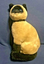 Vintage Siamese Cat Plush 12" 1980 Dakin Fun Farm Blue Eyed Realistic Plush Toy