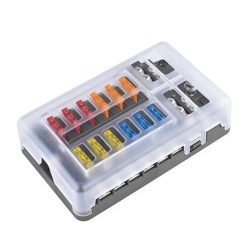 12-Way Blade Block Fuse Box Holder LED Indicator 12V 32V Auto Marine Waterproof - Picture 2 of 12