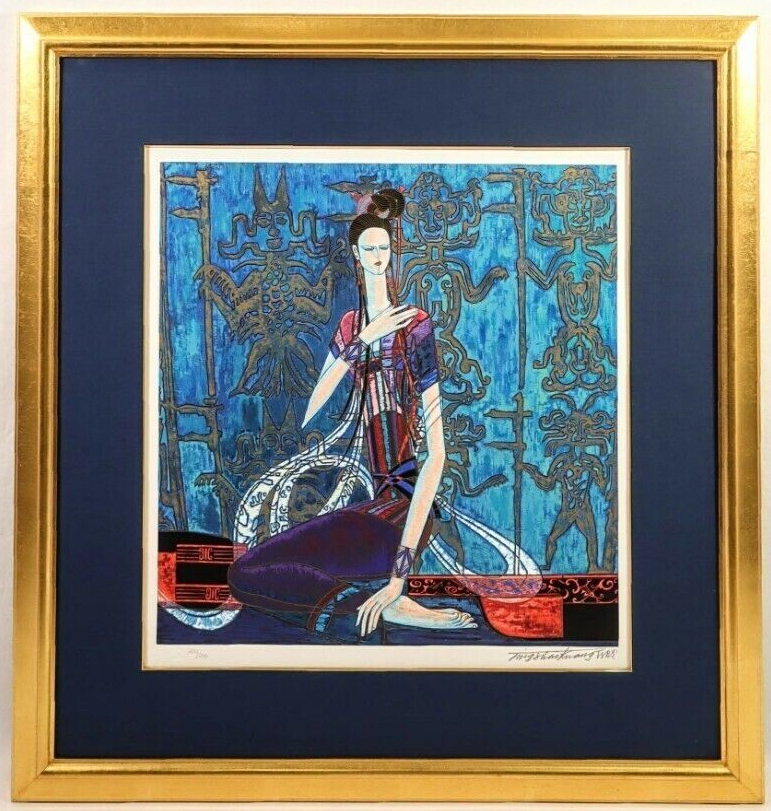サイン入り ティンシャオクァンTING SHAO KUANG Ting Shao Kuang Original Silkscreen Serigraph Signed Framed