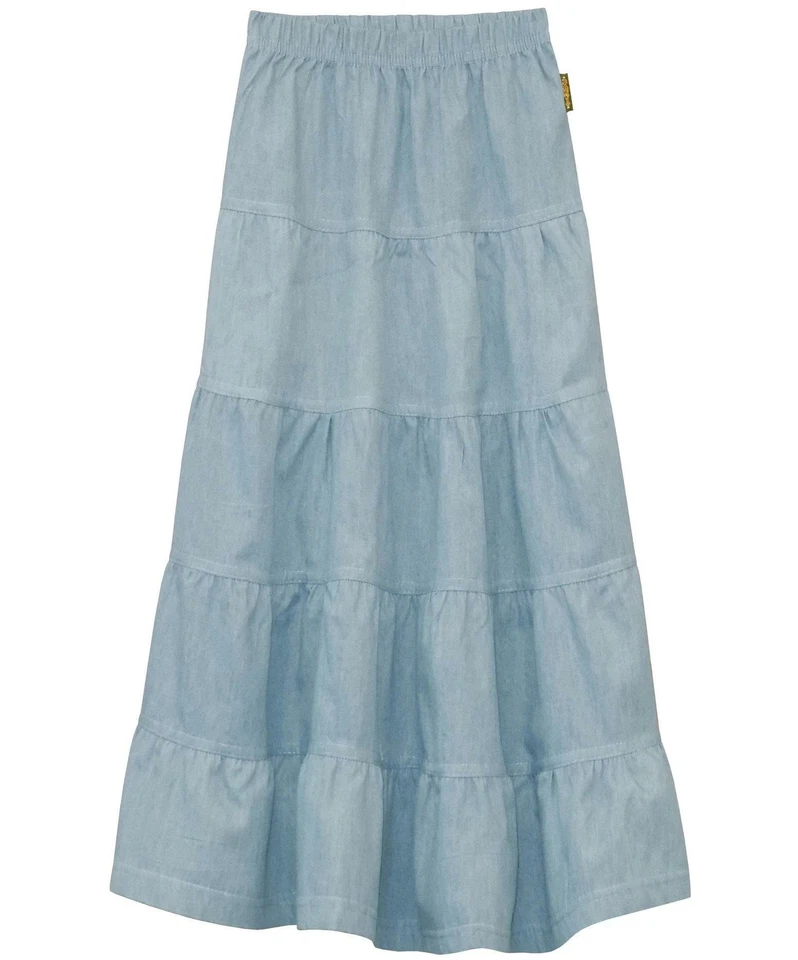 Girl's Ankle Length Long Denim 5 Tiered Skirt - Image 3 of 4