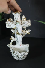 Antique french vieux paris porcelain holy water font 