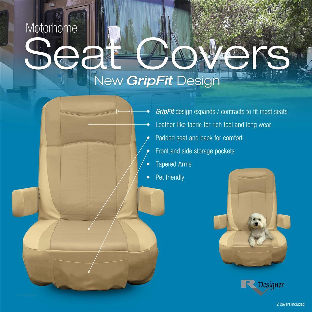 RV Designer C795 GripFit Tan RV Captain Seat Covers eBay