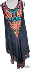 CYN Embroidered Dress One Size Black Boho Hippie Festival Asymmetrical