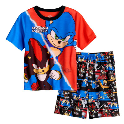 Sonic the Hedgehog Pajamas Shorts T Shirt Set Boys Size 4 6 8 10 12 Shadow new