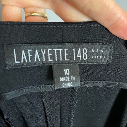 Lafayette 148 New York Slacks Black Pants Wide Leg Size 10 Women Wool Blend Work - Picture 2 of 9
