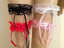Lace Long Tail Satin Ribbon Bow Wedding Garters-Women-Lingerie Bachelor Party