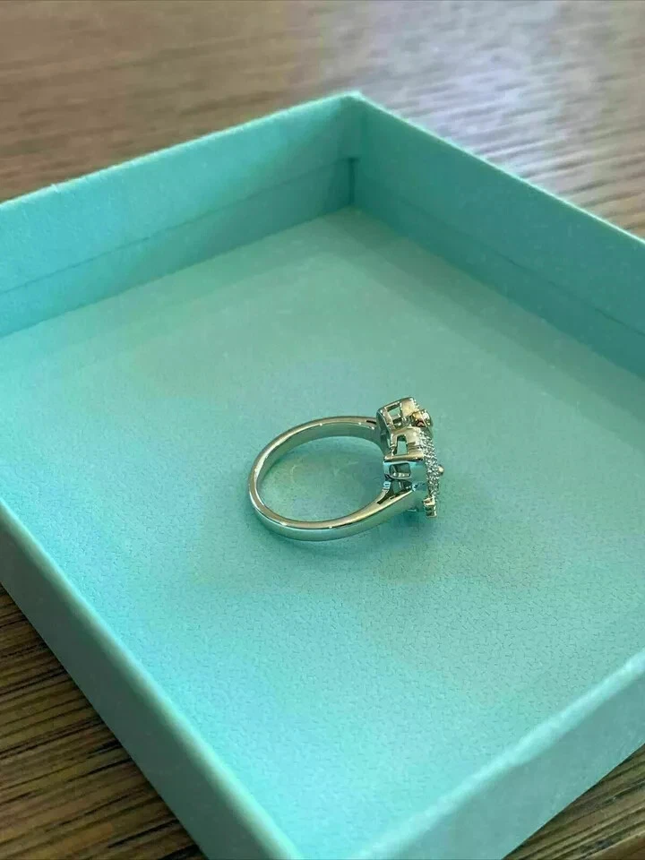 1 Ct Round Simulated Diamond Hello Kitty Wedding Ring 14K White Gold Over Silver - Image 3 of 4